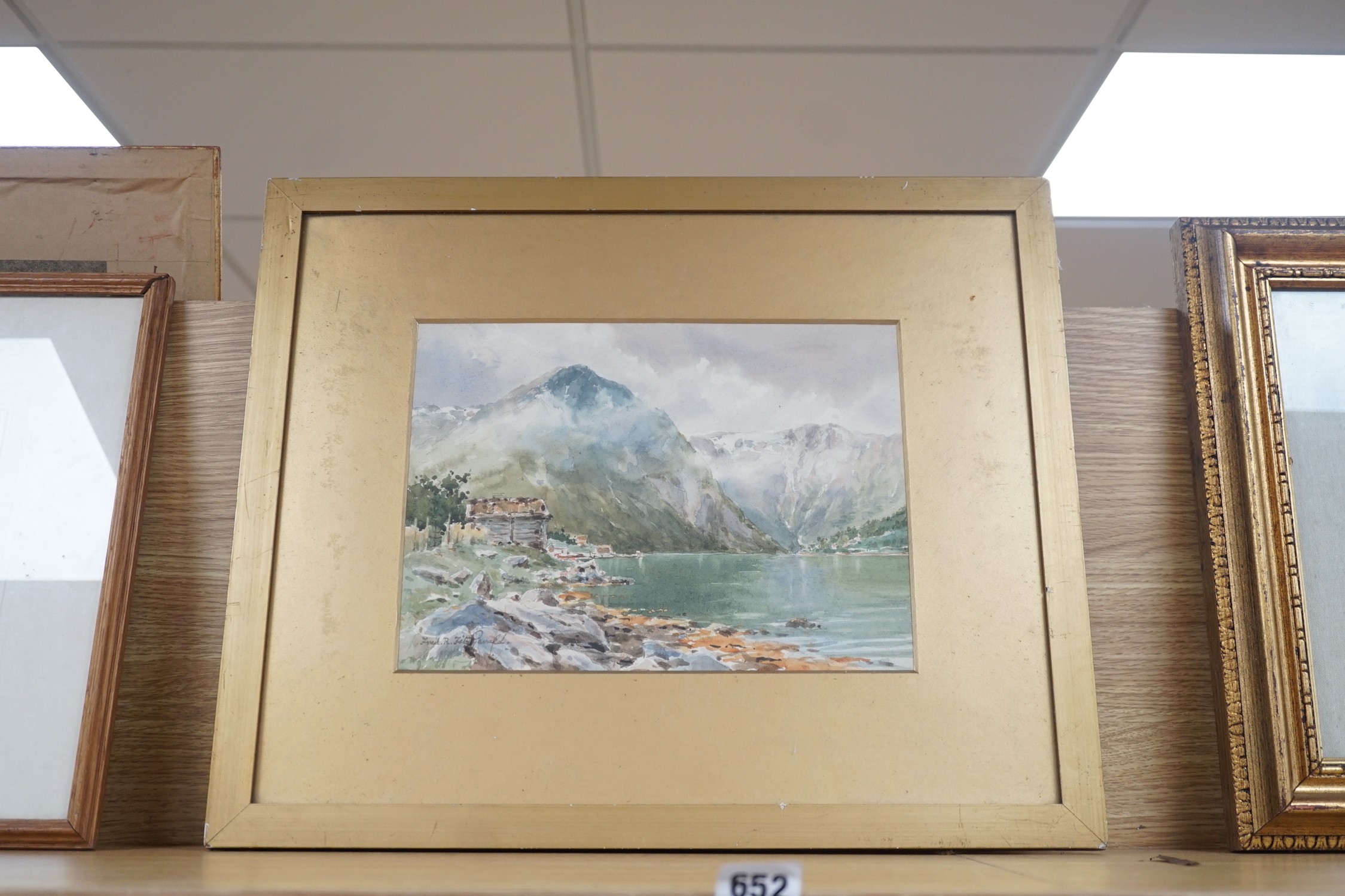 Frederick R. Fitzgerald (1869-1944), watercolour, Norwegian fjord scene, signed, 22 x 30cm